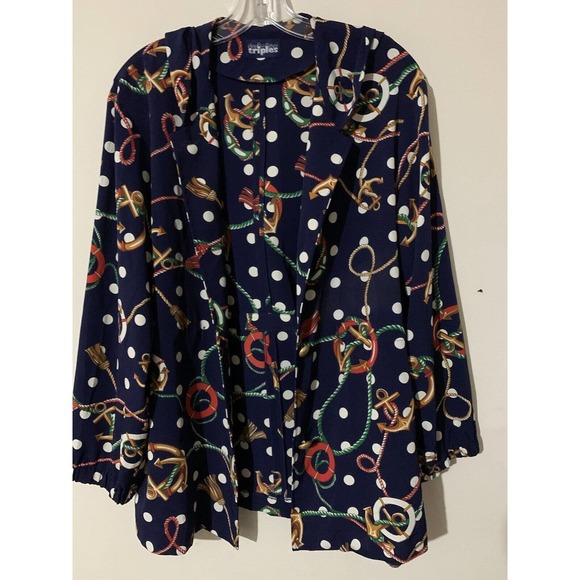 Vintage Triples Polyester Nautical Jacket Women's Size Large - Picture 1 of 10
